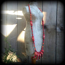 Load image into Gallery viewer, Voodoo necklace Skull necklace Stone Skull necklace Voodoo Loa Papa Legba Dirty Jaffa Howlite stone skull Pendant Halloween Ritual necklace