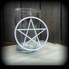 Load image into Gallery viewer, Pentagram earrings Esoteric Penatcle Witchy earrings Pagan Tunnel earrings Gothic Plug earrings Tunnel dangles Plug dangles Hanging gauges